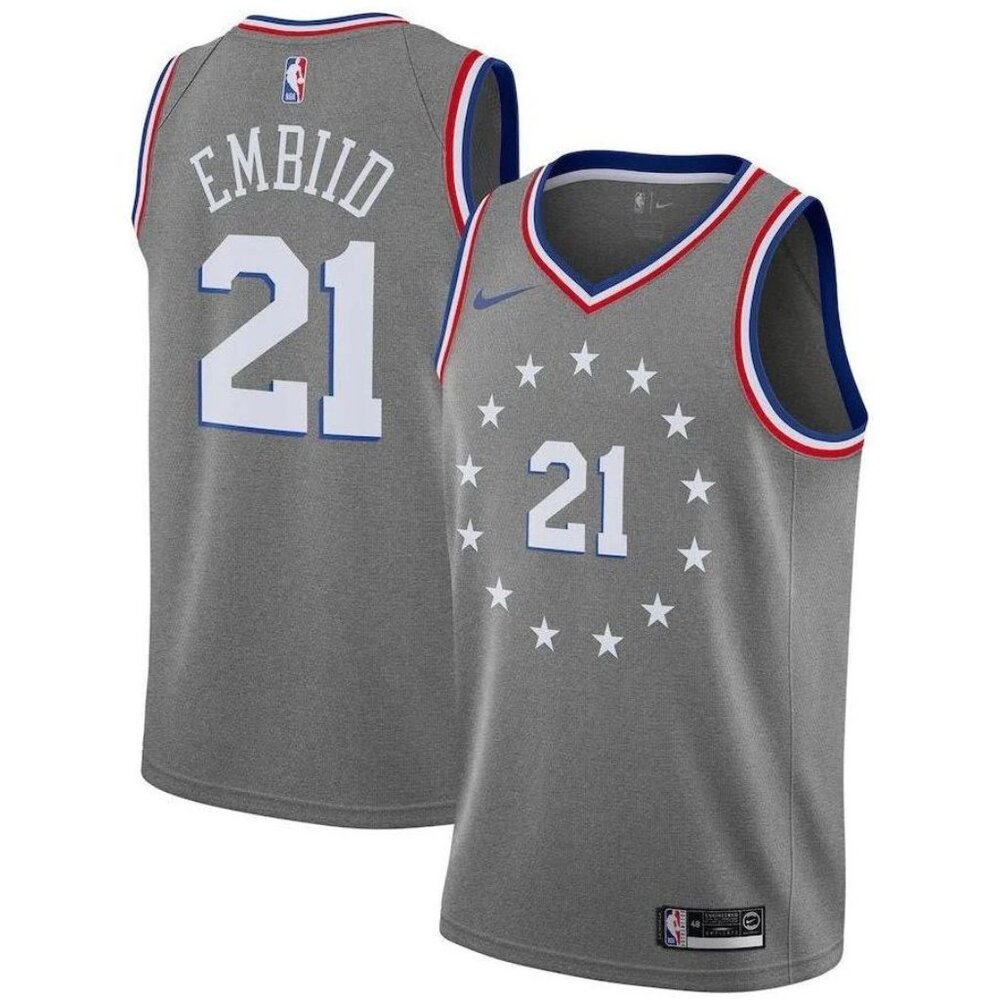 Joel Embiid Gray Jersey, Medium